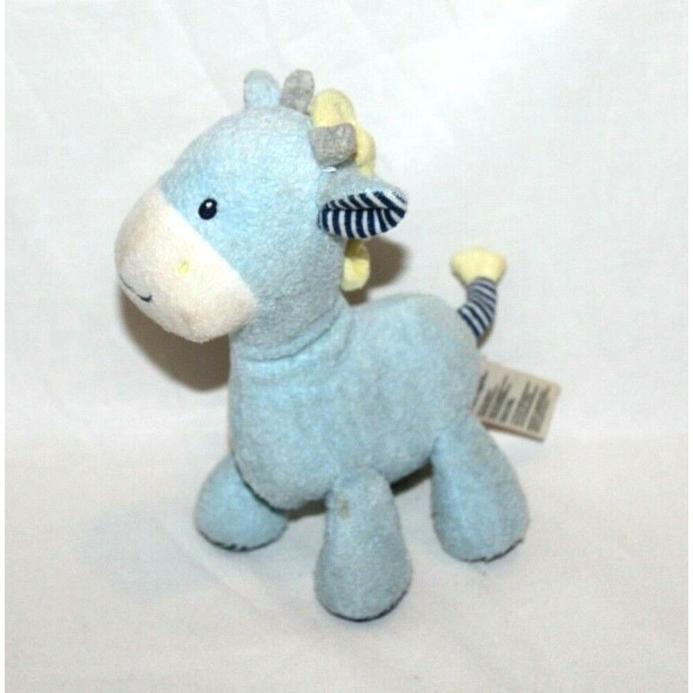 Baby Starters 8” Blue Giraffe Plush Rattle Lovey Stripes Stuffed Animal 2014 HTF